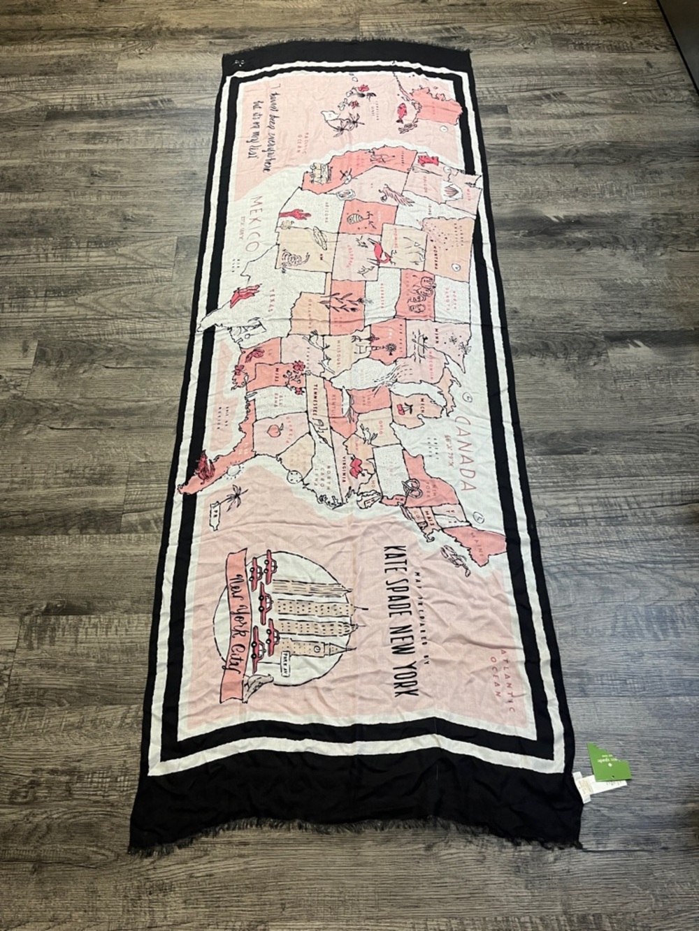 kate spade Pink, Black & White Map-Print Scarf